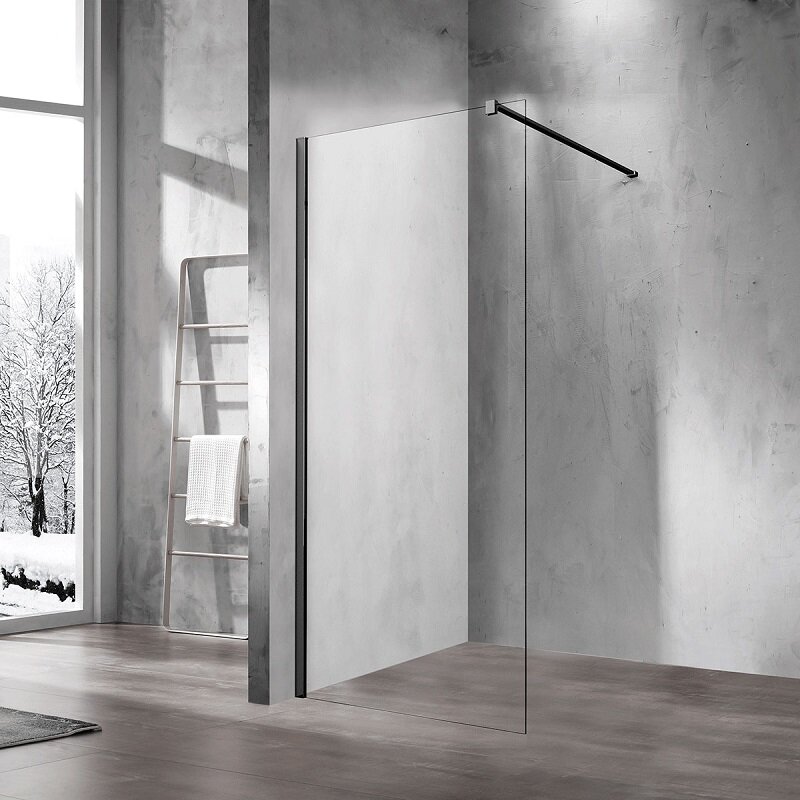 Изображение товара Душевая стенка Vincea Walk-In 110 см с прозрачным стеклом и черным профилем