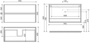 Изображение товара Тумба под раковину Sancos Urban 100, подвесная, дуб галифакс натуральный, UR100EG
