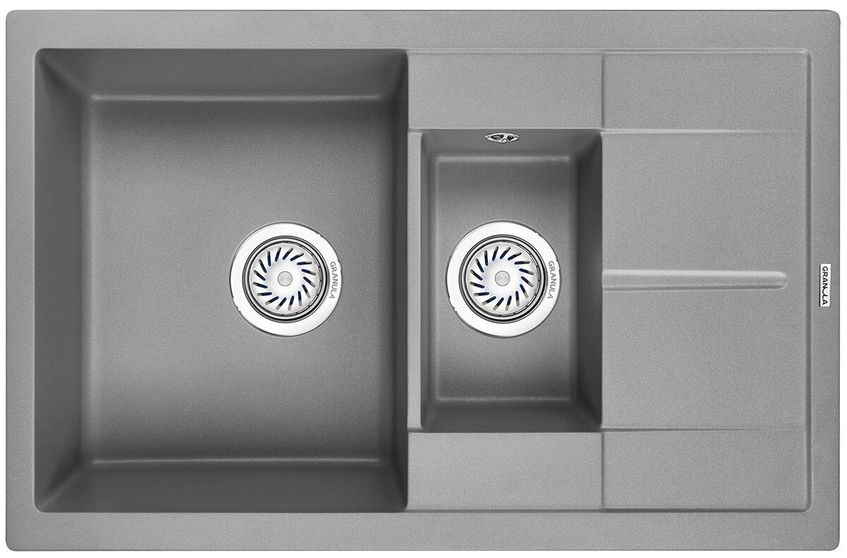 Изображение товара Кухонная мойка Granula GR-7802 7802al алюминий двухчашевая с крылом