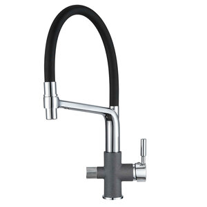 Изображение товара Смеситель Granula GR-0075 0075bg, для кухонной мойки, с подключением к фильтру, гибким изливом, графит