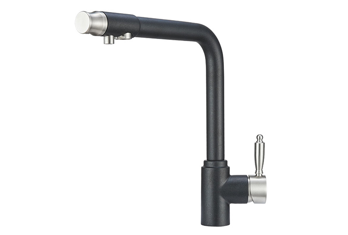 Изображение товара Смеситель для кухонной мойки Granula GR-2301 2301sv черный с подключением к фильтру