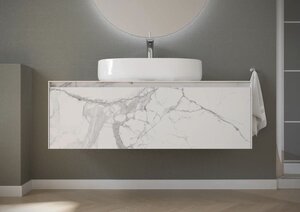 Изображение товара Подвесная тумба под раковину Sancos Stone 120 белая керамогранитная