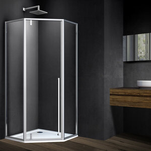 Изображение товара Душевой уголок Vincea Penta VSP-3P 100 x 100 см пятиугольный, дверь распашная, стекло прозрачное, хром, VSP-3P100CL