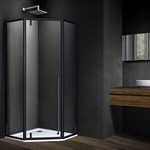 Изображение товара Душевой уголок Vincea Penta VSP-3P 100 x 100 см пятиугольный, дверь распашная, стекло прозрачное, черный, VSP-3P100CLB