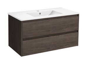 Изображение товара Тумба под раковину Vincea Gio 100 см, подвесная, темно-коричневый (R.Oak), VMC-2G100RO