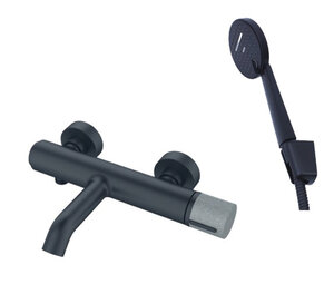 Изображение товара Смеситель для ванны и душа Bronze de Luxe Focus 24603BG, с душевым гарнитуром, черный матовый/гранит