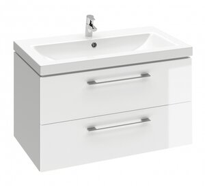 Изображение товара Тумба под раковину Cersanit Lara 80 см подвесная белая с двумя ящиками