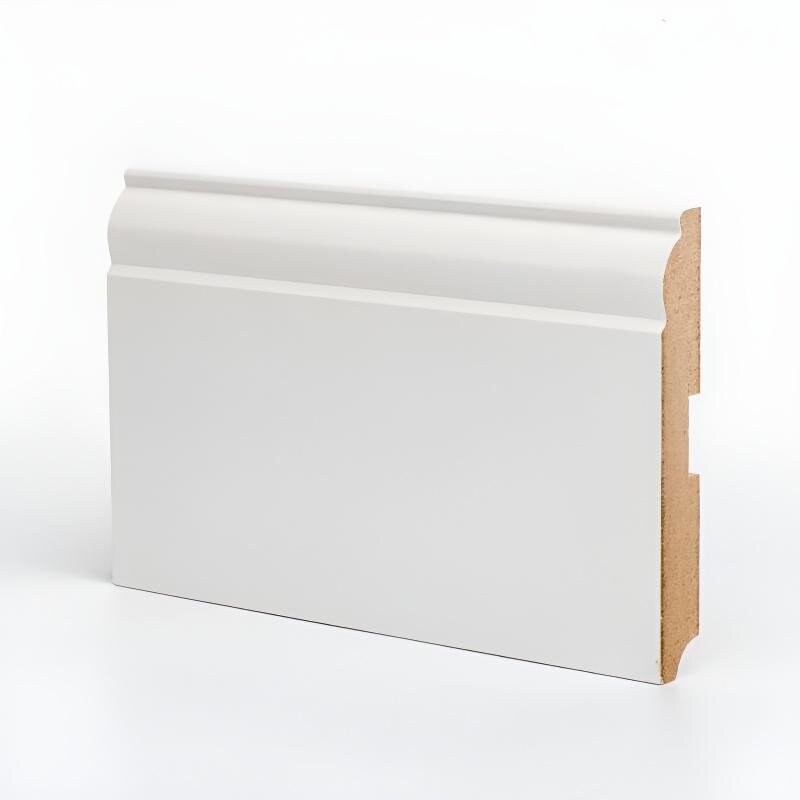 Изображение товара Плинтус МДФ Deartio Премиум U104-120 белый 120x16x2050 мм влагостойкий легко монтируемый