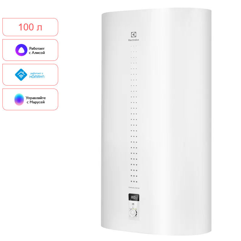 Изображение товара Накопительный водонагреватель Electrolux EWH 100 Centurio IQ 3.0, однофазный, цвет - белый, реверсивный, встроенный Wi-Fi, таймер, сухой ТЭН, НС-1449182