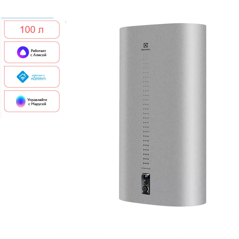 Изображение товара Накопительный водонагреватель Electrolux EWH 100 Centurio IQ 3.0 Silver, однофазный, цвет - серый серебристый, реверсивный, встроенный Wi-Fi, таймер, сухой ТЭН, НС-1449188