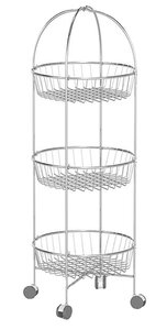 Изображение товара Тележка для кухни Tekno-tel круглая, 3 яруса, хром, MG001