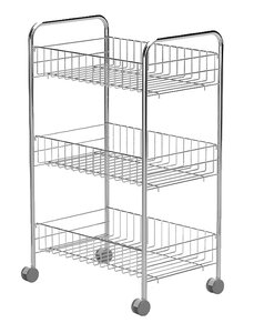 Изображение товара Тележка для кухни Tekno-tel прямоугольная, 3 яруса, хром, MG003