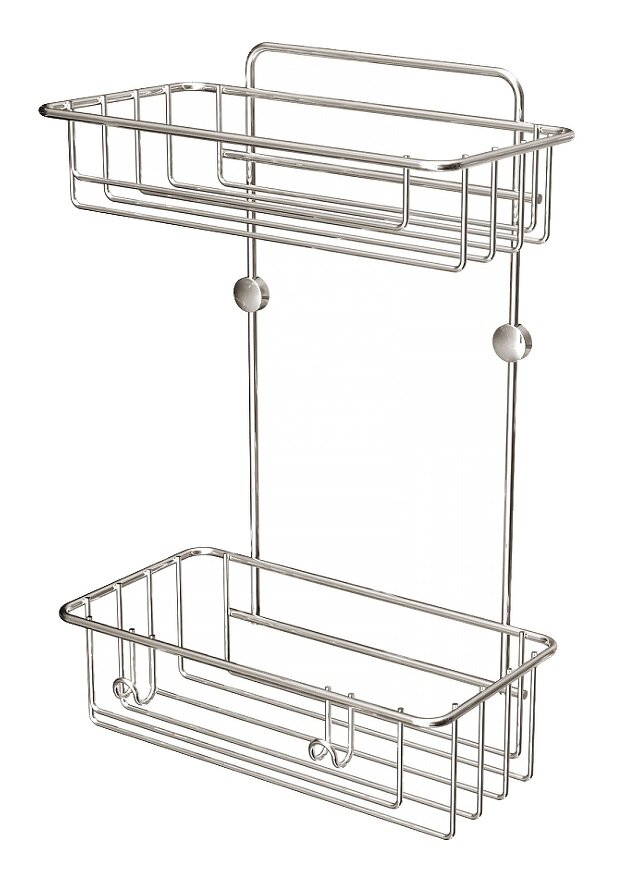 Изображение товара Полка в ванную комнату Tekno-tel прямая, 2 яруса, хром глянцевый, ES095SSS