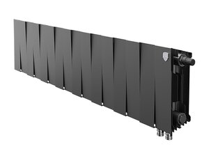 Изображение товара Радиатор биметаллический Royal Thermo Piano Forte 200 VDR Noir Sable 16 секций, нижнее правое подключение, черный, RTPNSVDR20016