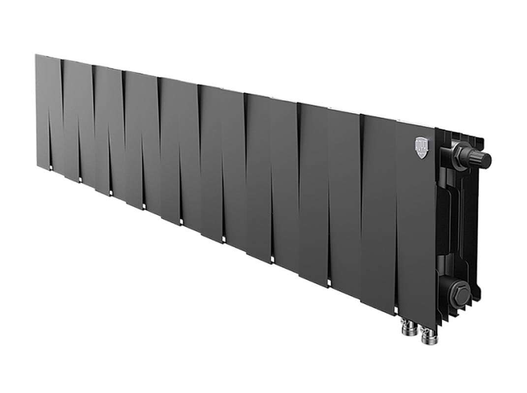 Изображение товара Радиатор биметаллический Royal Thermo Piano Forte 200 VDR Noir Sable 18 секций, нижнее правое подключение, черный, RTPNSVDR20018