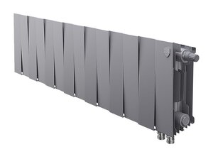 Изображение товара Радиатор биметаллический Royal Thermo Piano Forte 200 VDR Silver Satin 14 секций, нижнее правое подключение, серебристый, RTPSSVDR20014