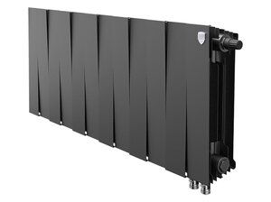 Изображение товара Радиатор биметаллический Royal Thermo Piano Forte 300 VDR Noir Sable 12 секций, нижнее правое подключение, черный, RTPNSVDR30012