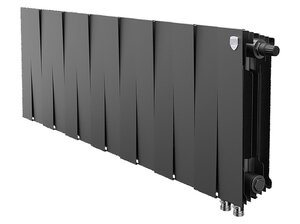 Изображение товара Радиатор биметаллический Royal Thermo Piano Forte 300 VDR Noir Sable 14 секций, нижнее правое подключение, черный, RTPNSVDR30014