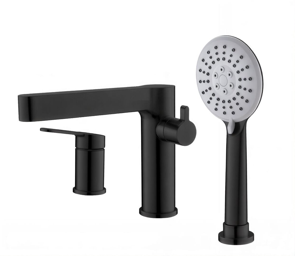Изображение товара Смеситель на борт ванны BelBagno Delta DEL-BVD3-NERO, черный матовый