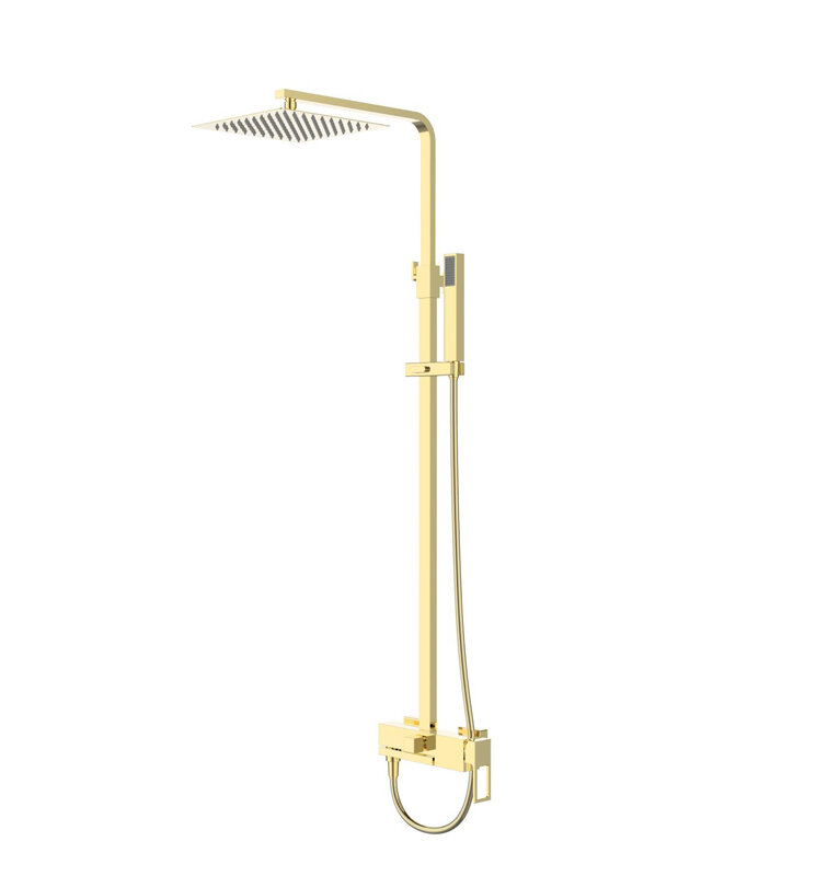 Изображение товара Душевая система BelBagno Luce с изливом, золото, вертикальная установка Изображение товара Душевая система BelBagno Luce с изливом, золото, вертикальная установка