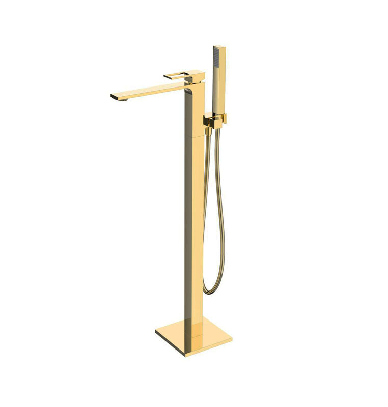 Изображение товара Напольный смеситель для ванны и душа BelBagno Luce LUC-FMT-ORO, золото, Италия