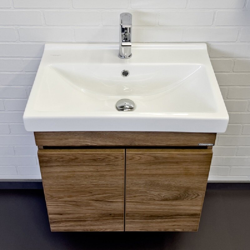 Изображение товара Тумба с раковиной Comfortу Осло, 60 см, подвесная, тёмно-коричневый цвет