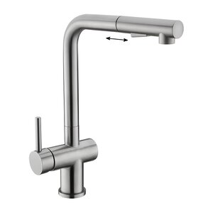 Изображение товара Смеситель для кухонной мойки BelBagno, с выдвижным изливом, сатин, BB-LAM35-IN