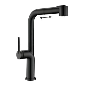 Изображение товара Смеситель для кухонной мойки BelBagno, с выдвижным изливом, черный матовый, BB-LAM60-NERO