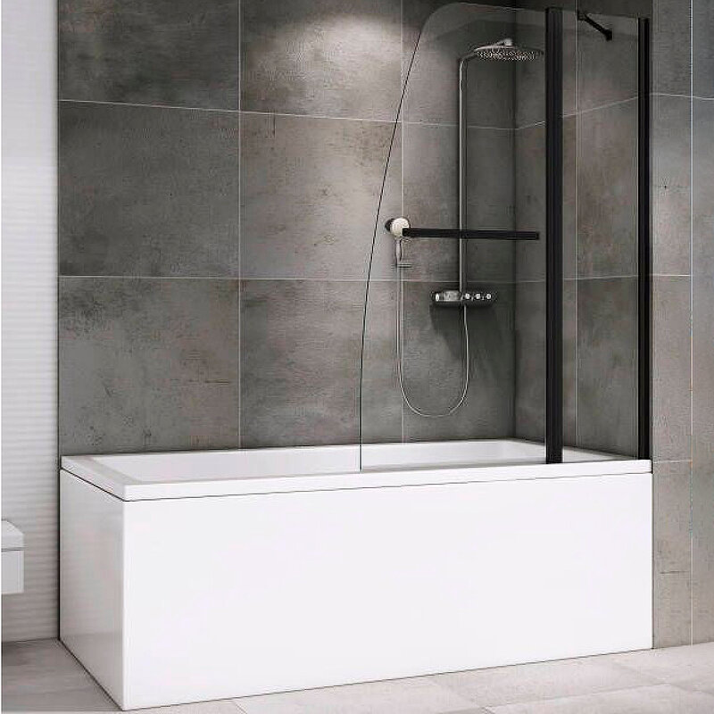 Изображение товара Душевая шторка Abber Ewiges Wasser 100x140 см, стекло прозрачное, профиль черный