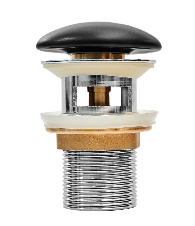 Изображение товара Донный клапан Iddis Optima Home с переливом черный матовый 6.8x6.8x8.2 см