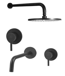Изображение товара Душевая система Paffoni KIT LIG KITLIG011NO006 встраиваемая, со встраиваемым смесителем для раковины, с изливом, черный матовый