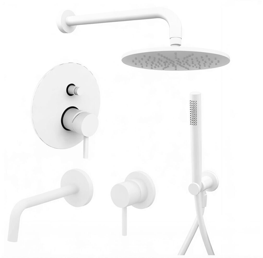 Изображение товара Душевая система Paffoni KIT LIG KITLIG015BO006 встраиваемая, со встраиваемым смесителем для раковины, белый матовый