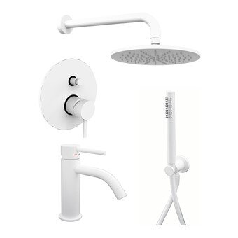 Изображение товара Душевая система Paffoni KIT LIG KITLIG015BO071 встраиваемая, со смесителем для раковины, белый матовый