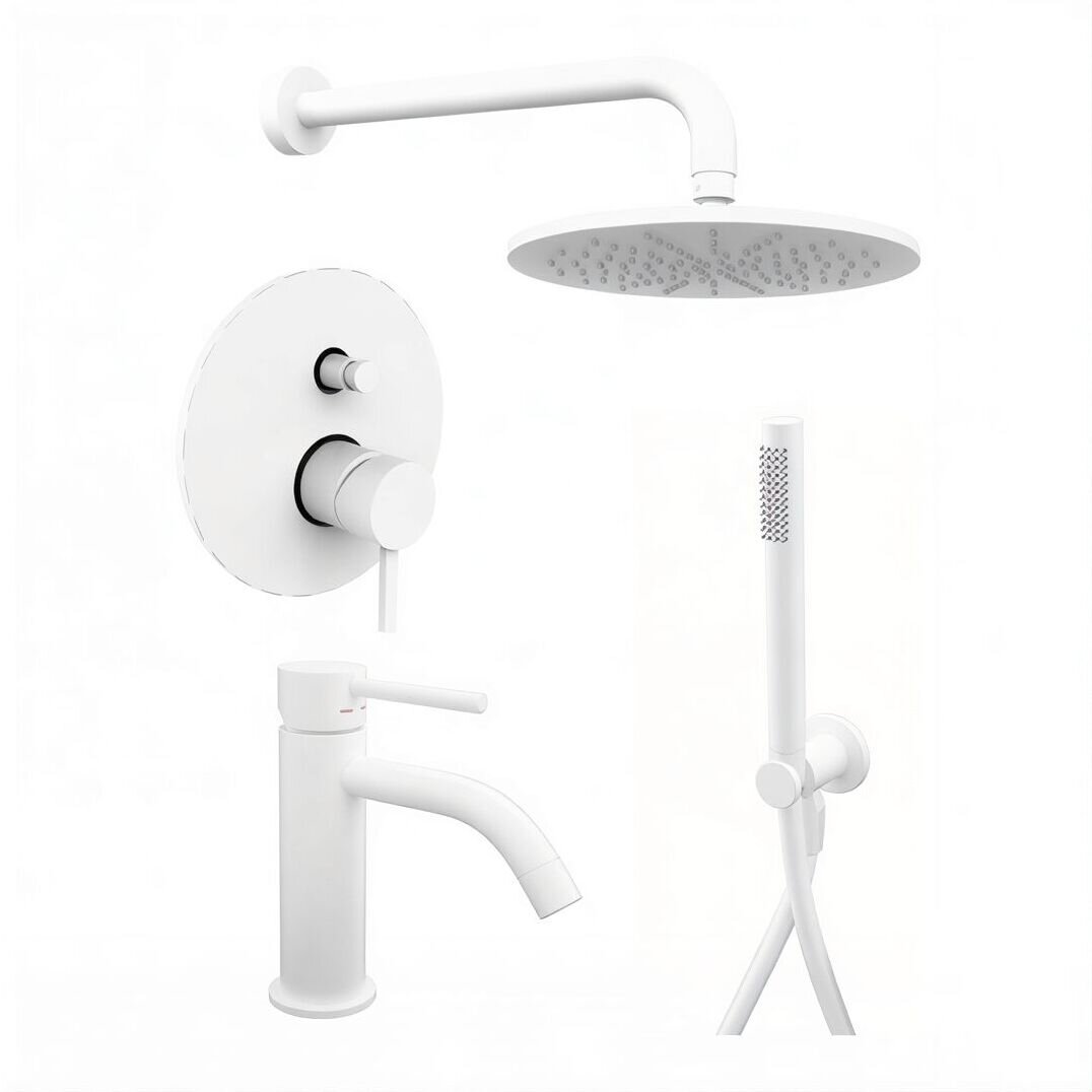 Изображение товара Душевая система Paffoni KIT LIG KITLIG015BO071 встраиваемая, со смесителем для раковины, белый матовый