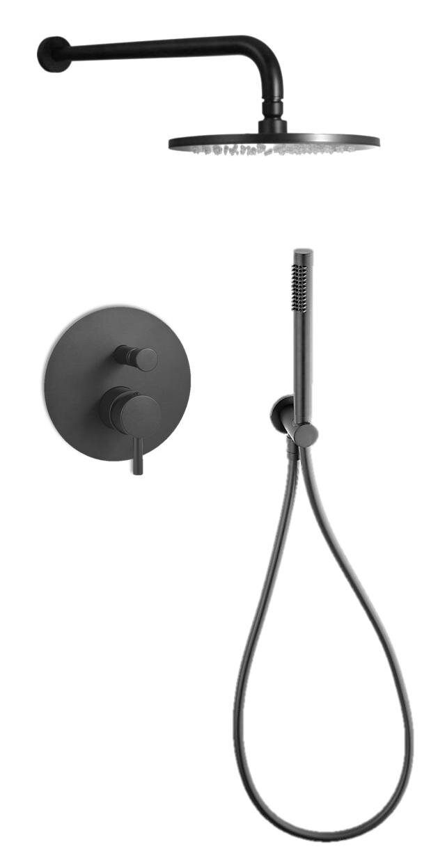 Изображение товара Профессиональная встроенная душевая система Paffoni KIT LIG KITLIG015NO черный матовый