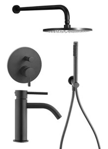 Изображение товара Душевая система Paffoni KIT LIG KITLIG015NO071 встраиваемая, со смесителем для раковины, черный матовый