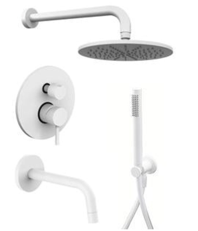 Изображение товара Душевая система Paffoni KIT LIG KITLIG019BO045 встраиваемая, с изливом, белый матовый