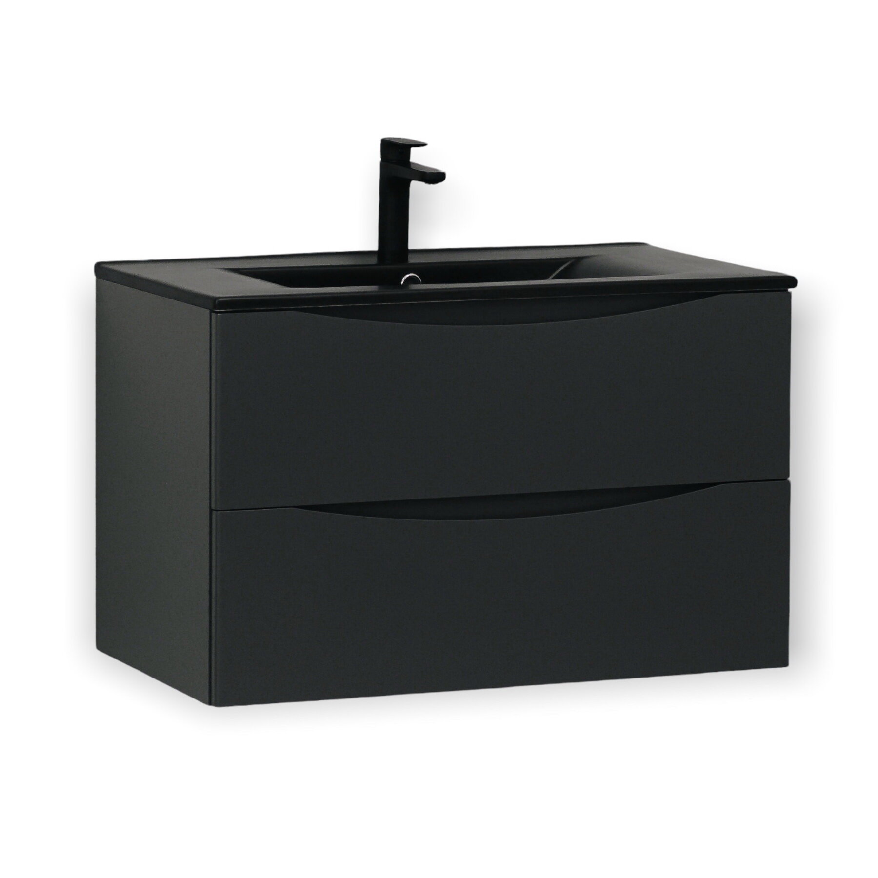 Изображение товара Тумба с раковиной Bond Wave 80 см, подвесная, темно-серая, модель T01807-S05B