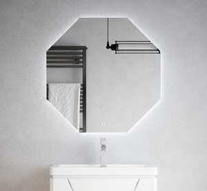 Изображение товара Зеркало Corozo Каре, 70 х 70 см, LED-подсветка, сенсор, подвесное, цвет белый, SD-00000962