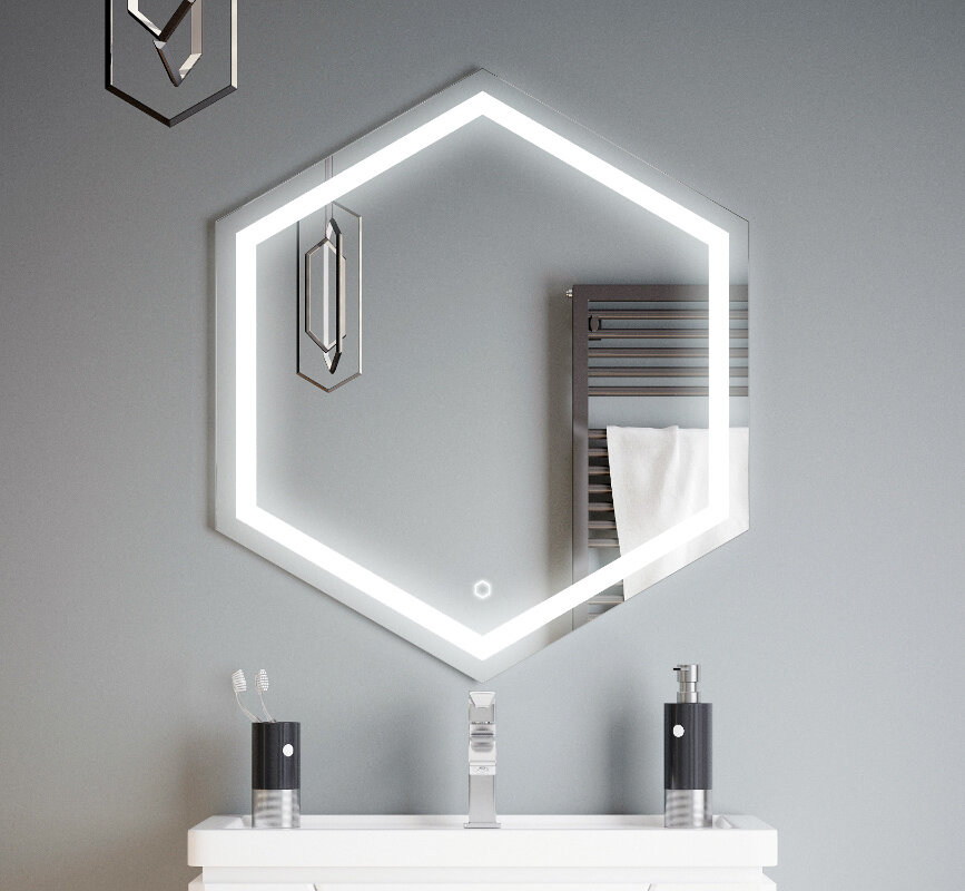 Изображение товара Зеркало Corozo Теор, 70 х 80 см, LED-подсветка, сенсор, подвесное, цвет белый, SD-00000922