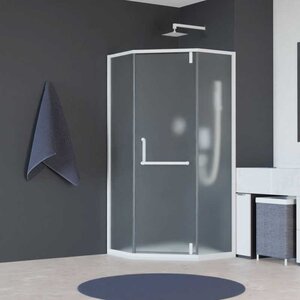 Изображение товара Душевой уголок RGW Hotel HO-084W, 100 х 100 x 195 см, дверь распашная, стекло матовое, профиль белый, 350608400-25