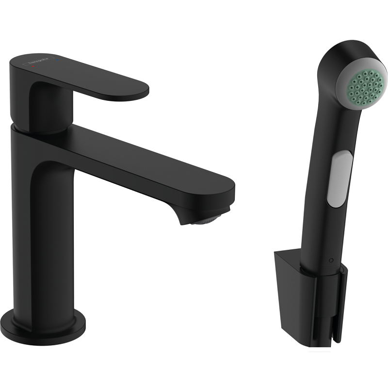Изображение товара Смеситель для раковины с гигиеническим душем Hansgrohe Rebris S, 72215670, черный матовый