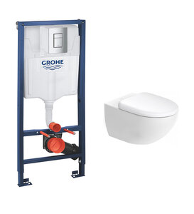 Изображение товара Инсталляция Grohe Rapid SL c безободковым унитазом Duravit Architec, крышка микролифт, клавиша хром, комплект Santehnica.ru
