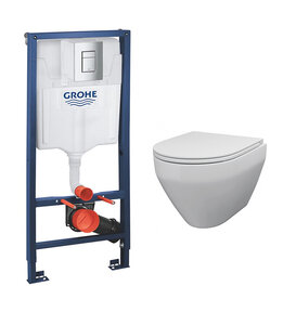 Изображение товара Инсталляция Grohe Rapid SL c безободковым унитазом AM.PM Spirit FlashClean 2.0 хром комплект