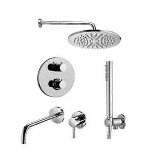 Изображение товара Комплект смесителей Paffoni KIT LIG KITLIQ018CR006 термостатический для душа,смеситель для раковины, хром