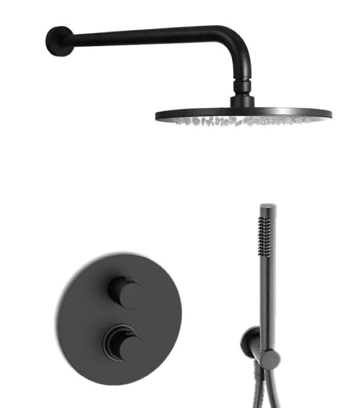 Изображение товара Душевая система Paffoni KIT LIG KITLIQ018NO встраиваемая, термостатическая, черный матовый