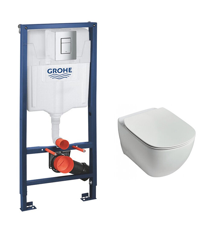 Изображение товара Инсталляция Grohe Rapid SL с безободковым унитазом Ideal Standard Tesi Rimless