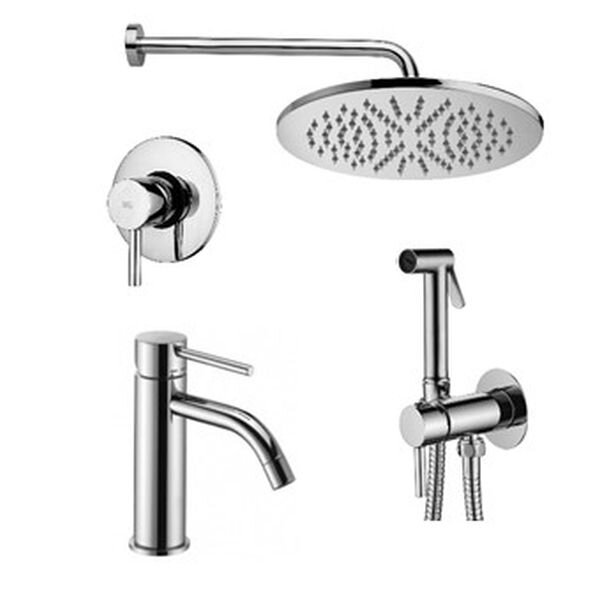 Изображение товара Душевая система Paffoni KIT LIG KITZLIG011CR071 встраиваемая, с гигиеническим душем, со смесителем для раковины, хром