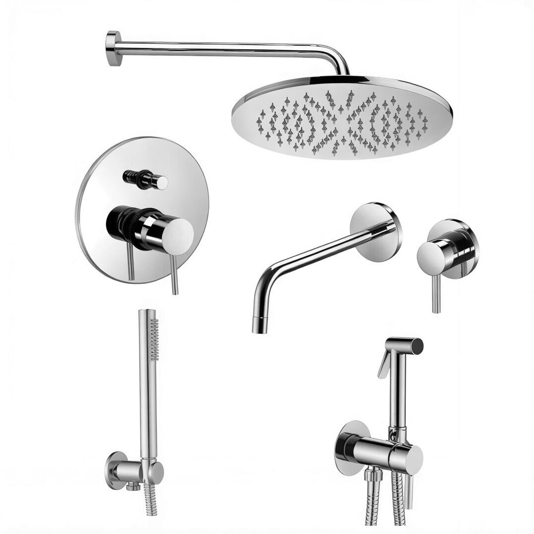 Изображение товара Комплект смесителей Paffoni KIT LIG KITZLIG015CR006 с гигиеническим душем, со встраиваемым смесителем для раковины и душа, хром Изображение товара Комплект смесителей Paffoni KIT LIG KITZLIG015CR006 с гигиеническим душем, со встраиваемым смесителем для раковины и душа, хром