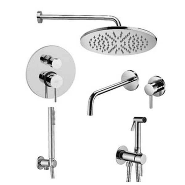 Изображение товара Комплект смесителей Paffoni KIT LIG KITZLIG018CR006 с гигиеническим душем, со встраиваемым смесителем для раковины, хром Изображение товара Комплект смесителей Paffoni KIT LIG KITZLIG018CR006 с гигиеническим душем, со встраиваемым смесителем для раковины, хром